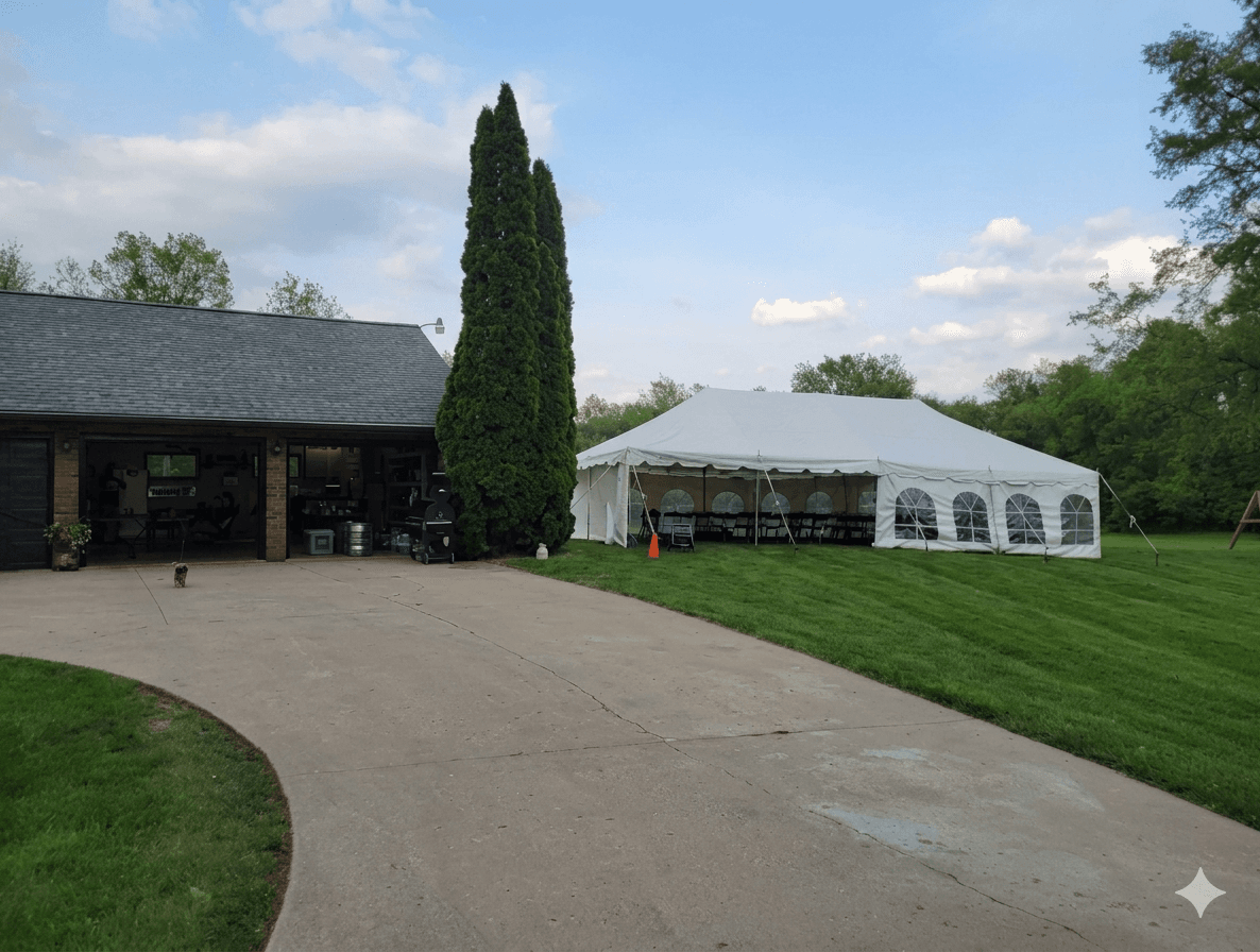 Graduation party tent and seating