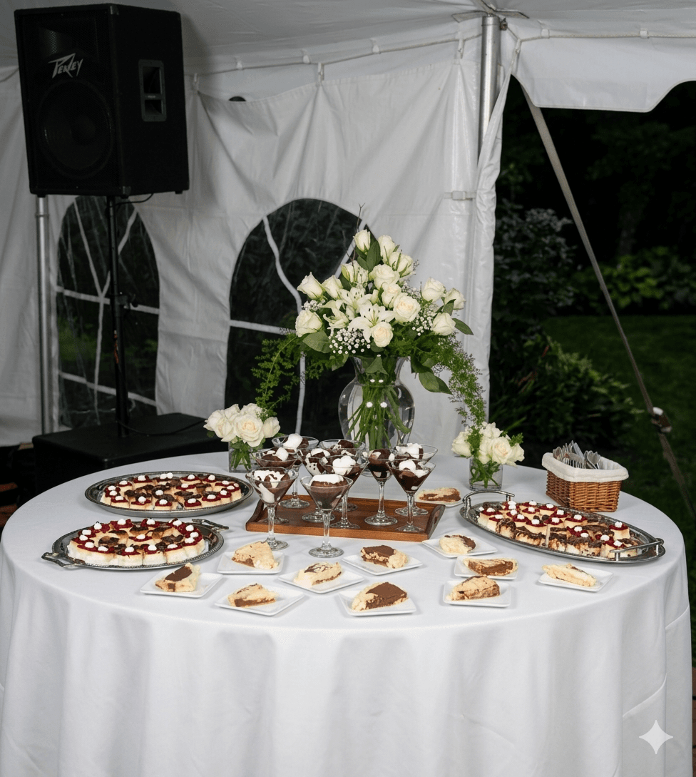 Wedding reception under a rental tent