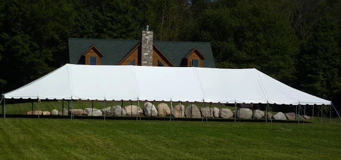 Large white event tent in Jackson, MI